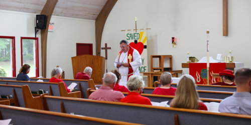 Pastor Steve preaching a sermon